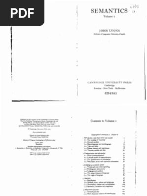 Semantics Vol. 2 (John Lyons) | PDF