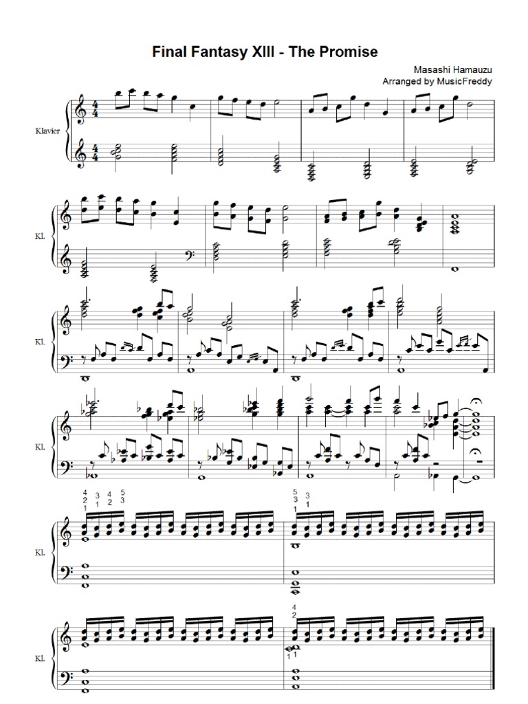 Final Fantasy XIII - The Promise Piano Sheet Music | PDF | Final