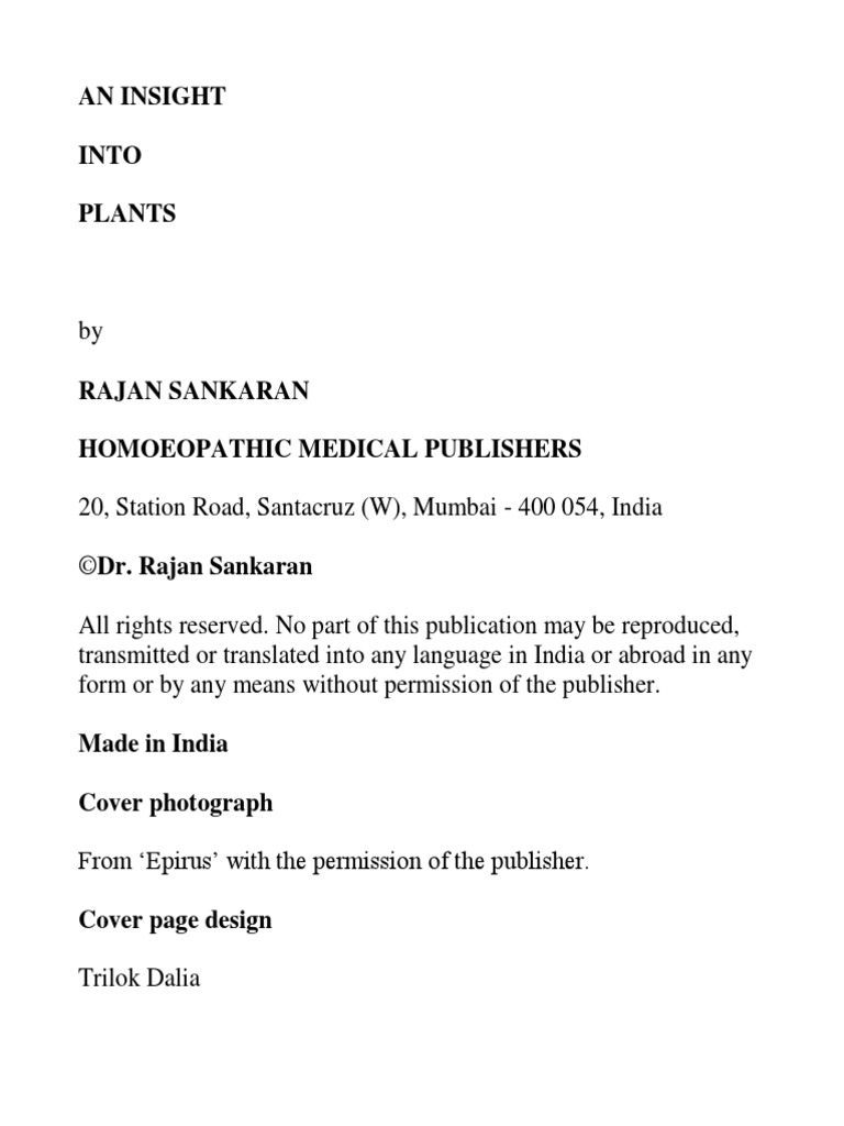 Rajan Sankaran - An Insight Into Plants | PDF