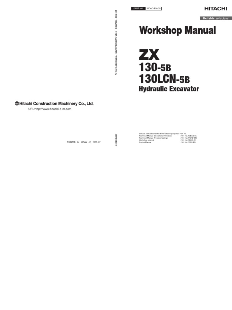 Hitachi ZX130-5B Workshop Manual | PDF | Technology & Engineering