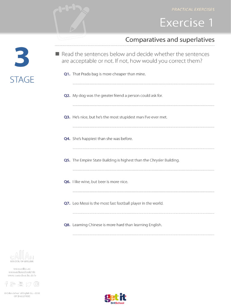Exercises Callan Stage 3 | PDF