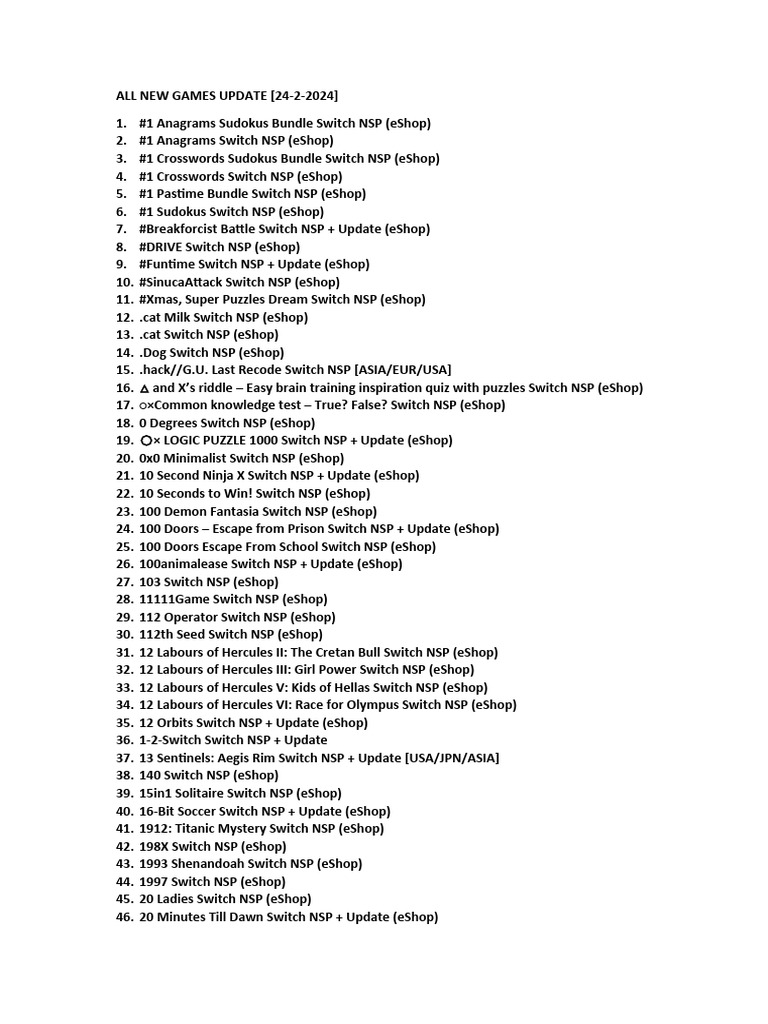 All New Games Update (24!2!2024) | PDF