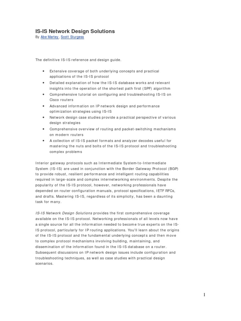 Cisco Press - Is-Is Network Design Solutions | PDF | Ip Address