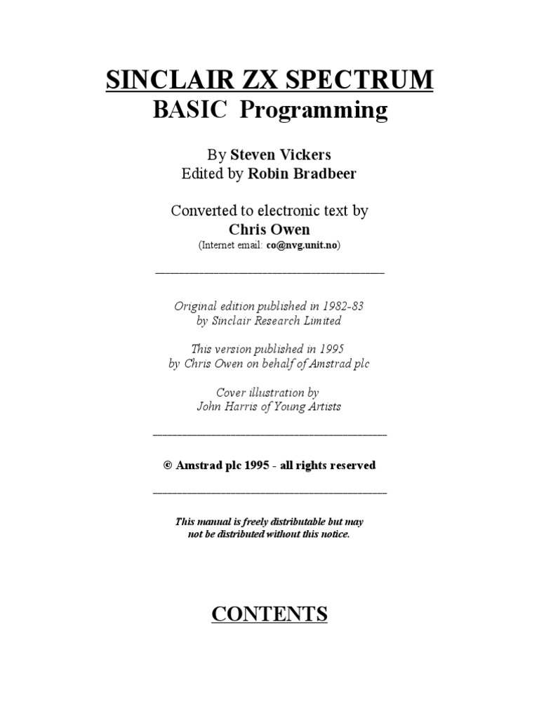 Sinclair ZX Spectrum BASIC Programming | PDF | Office Equipment