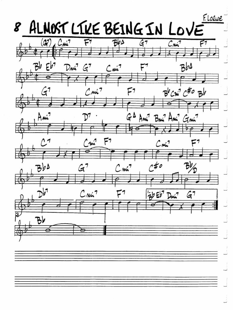 ボーカル ビッグバンド譜面：ALMOST LIKE BEING IN LOVE ボーカル