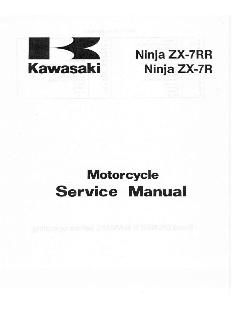 Manual de Serviço KAWASAKI ZX7R NINJA 1996-03 | PDF