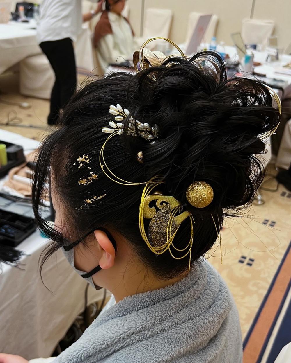 ヘアセット】 和装高めシニヨン 茅ヶ崎ヘアセット 早朝セット