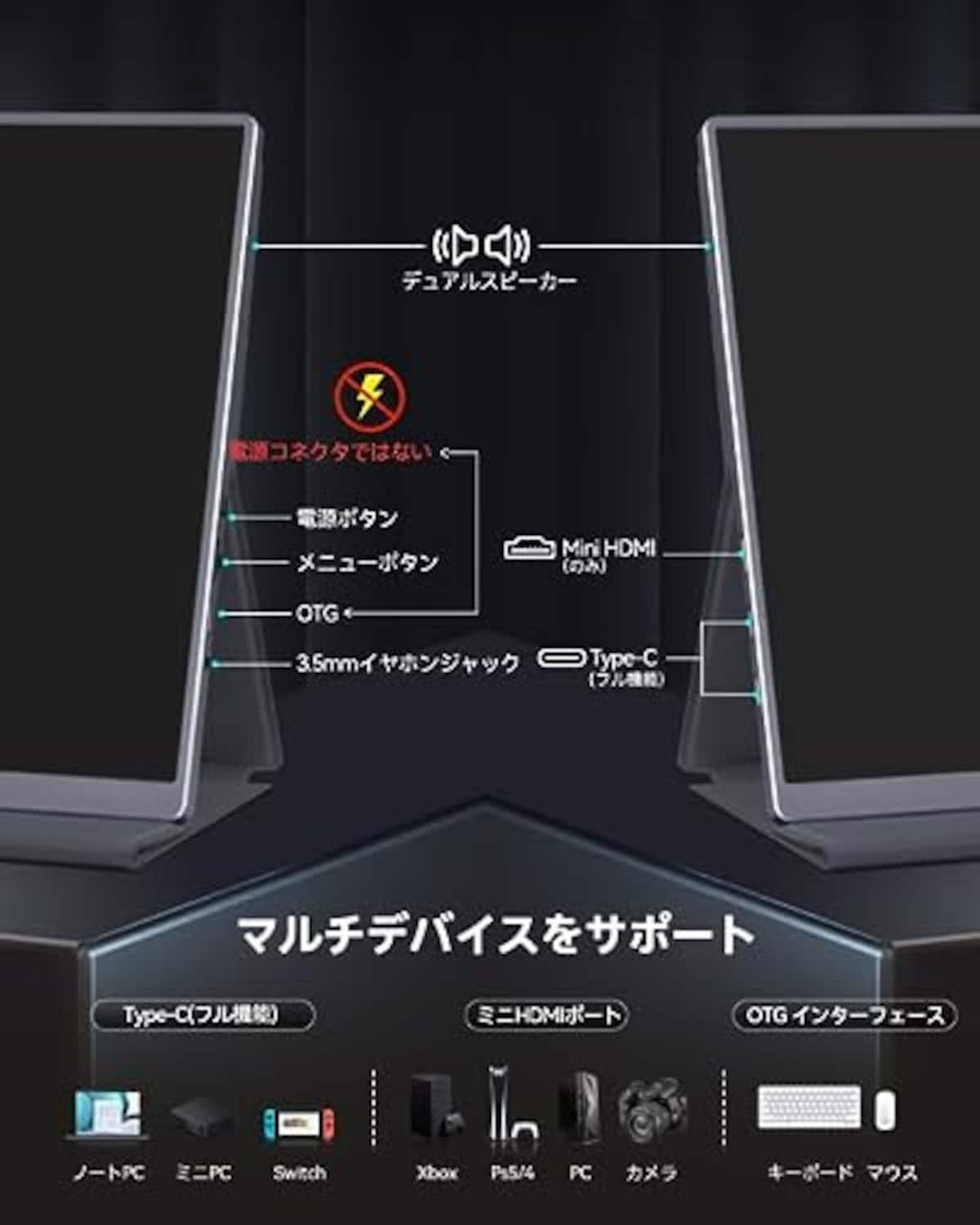 IntehillのIntehill モバイルモニター 4k 13.4 インチ IGZOスクリーン