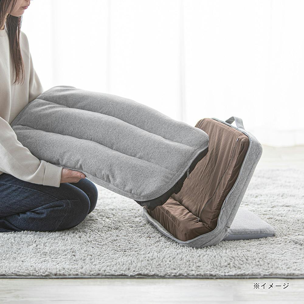 持ち手付カバー洗える背もたれイス Lepoco グレー 幅58cm 奥行36～42cm