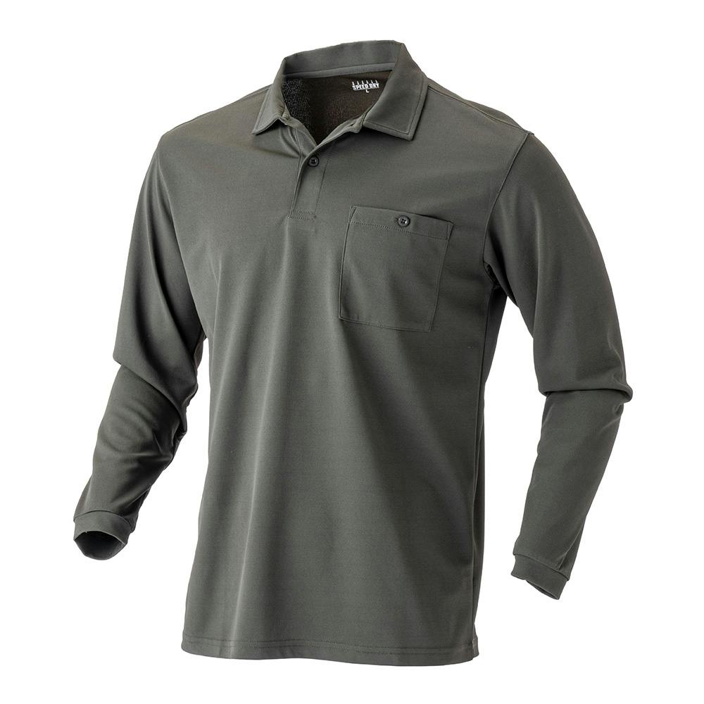 SPEED DRY SD 汗染み防止ポケット付きポロシャツ長袖 カーキ M | 作業