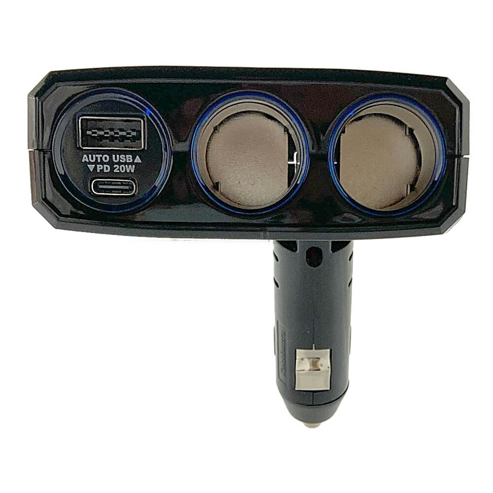 カシムラ 2連ダイレクトソケット PD20W リバーシブルUSB自動判定 KX