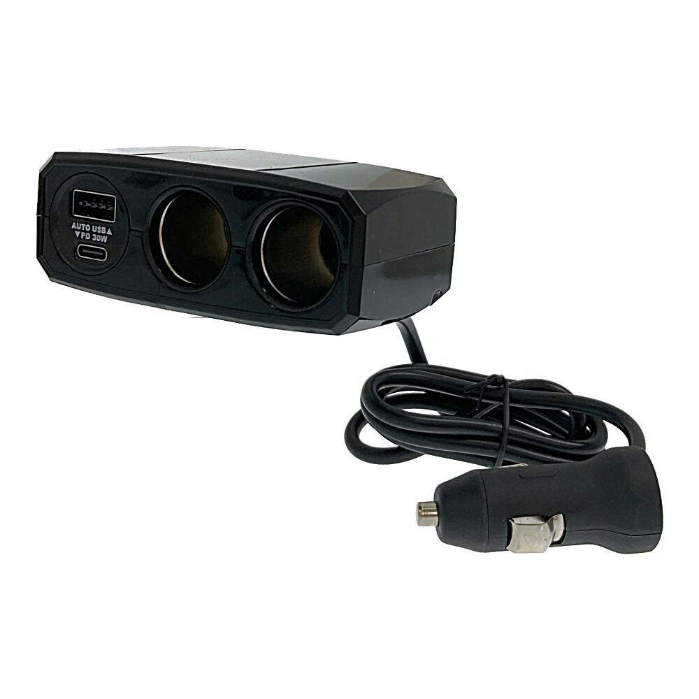 カシムラ 2連セパレートトソケット PD30W/リバーシブルUSB自動判定 KX