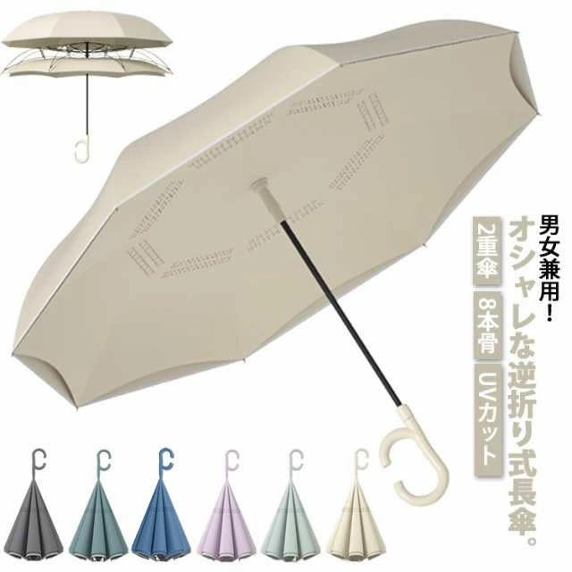 長傘 レディース メンズ 逆さ傘 長柄 雨傘 半自動開閉 男女兼用 車用傘