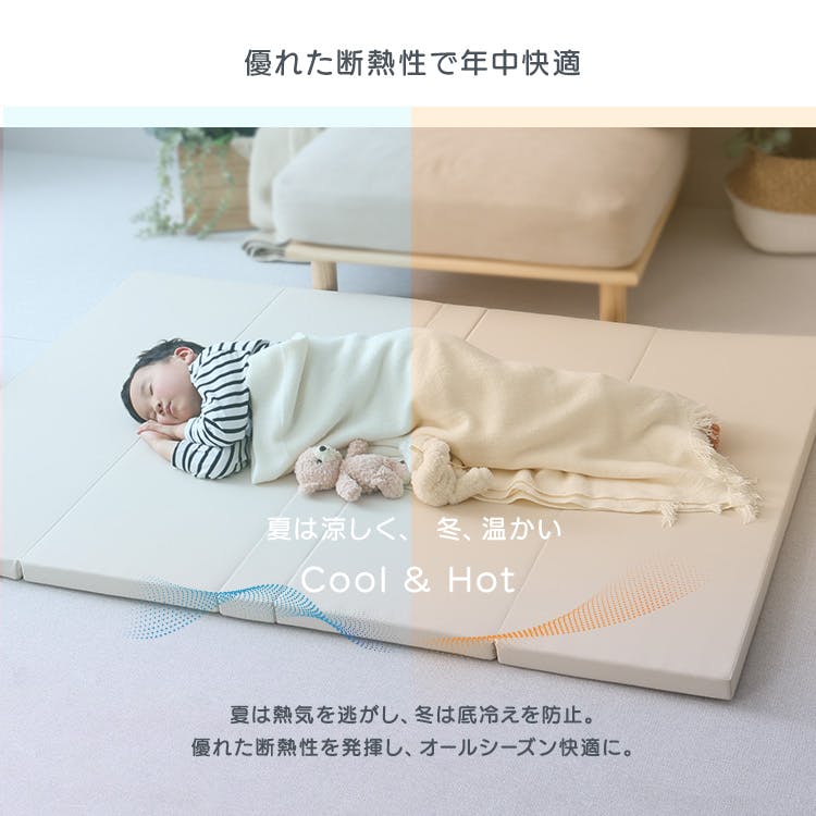 HomeTaste 折りたたみ式キッズプレイマット Mサイズ(140×200cm) グレー