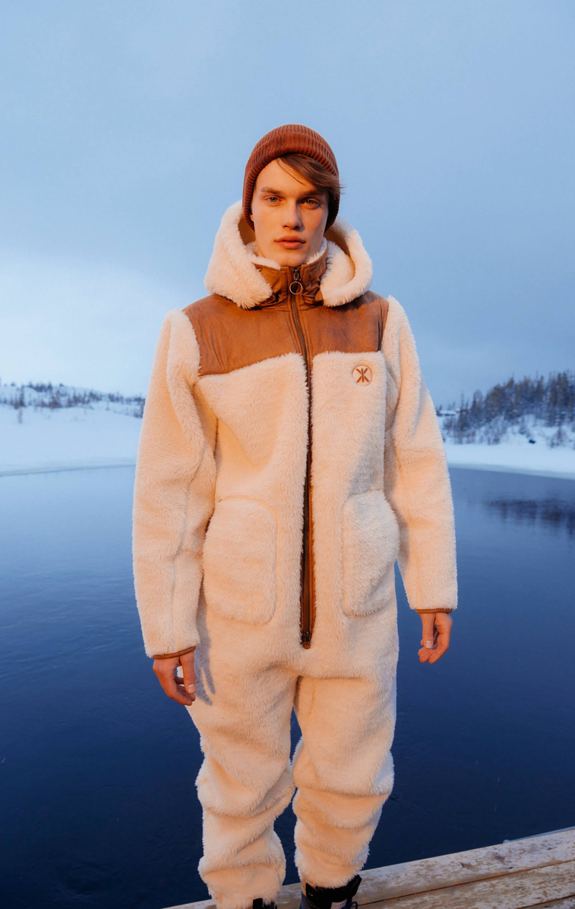 The New Vegan Shearling Jumpsuit Off White - Onepiece