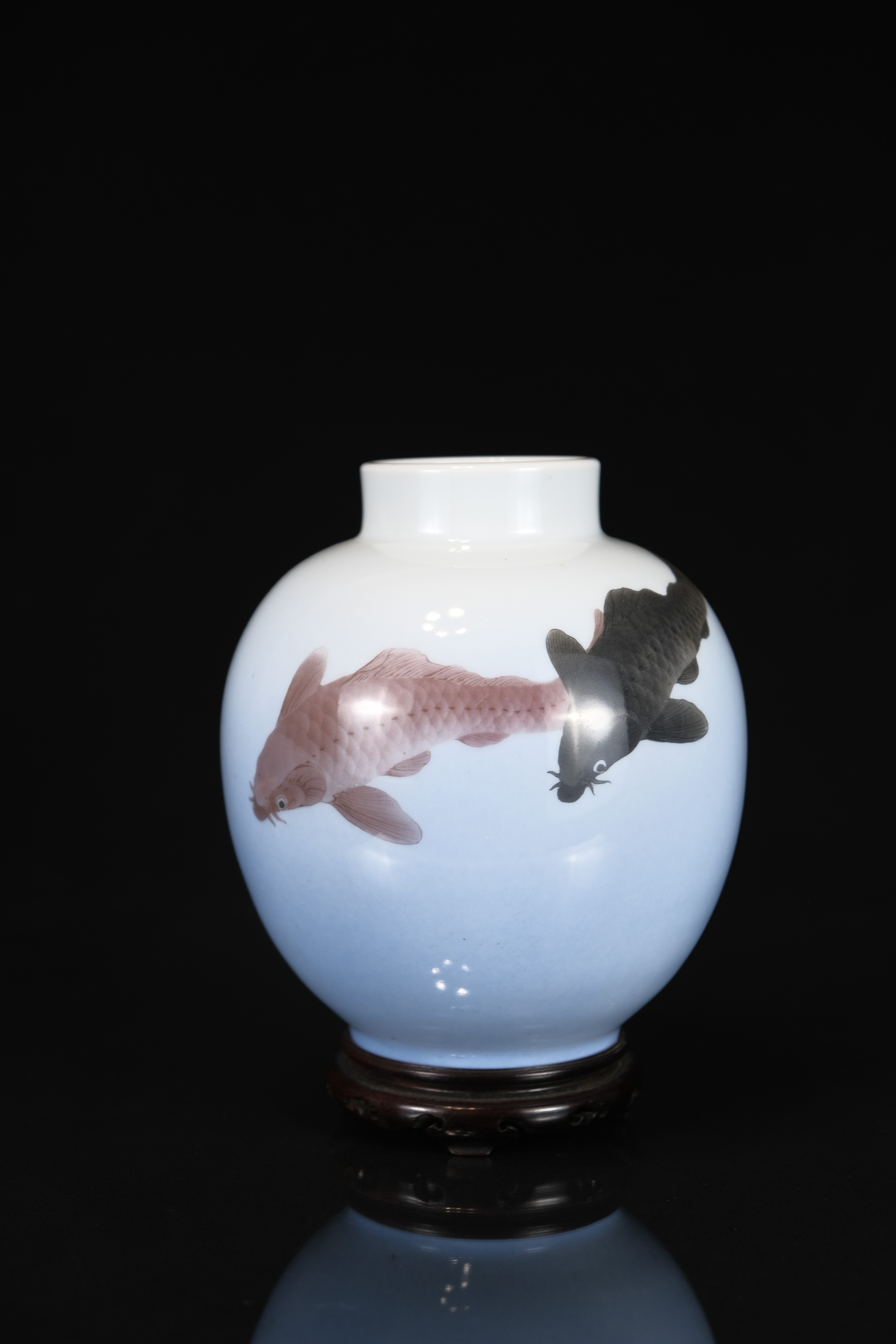 真葛香山】色絵烏瓜図花瓶 二代 香半之助作 帝室技芸員【書載品現物】