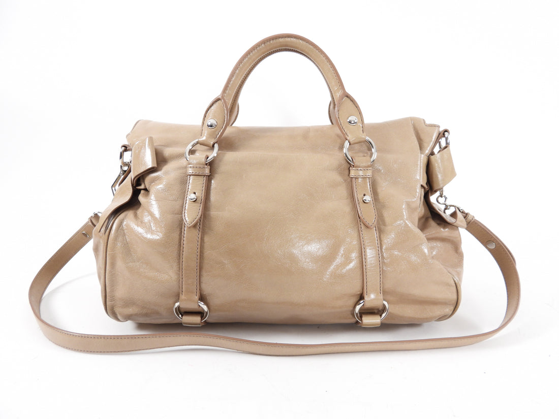 Miu Miu Beige Vitello Lux Bow Two Way Tote Bag – I MISS YOU VINTAGE