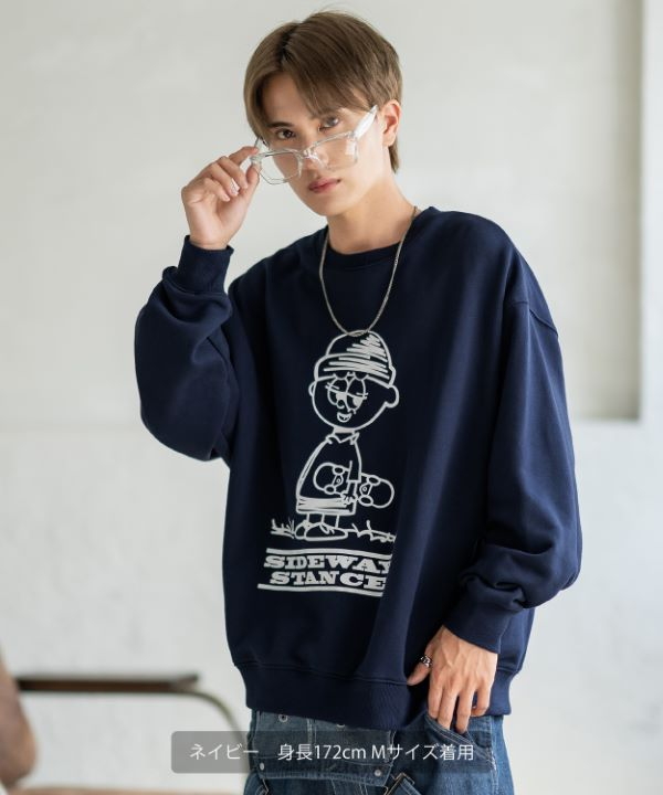 SIDEWAYSTANCE】イラストボーイ裏毛トレーナー