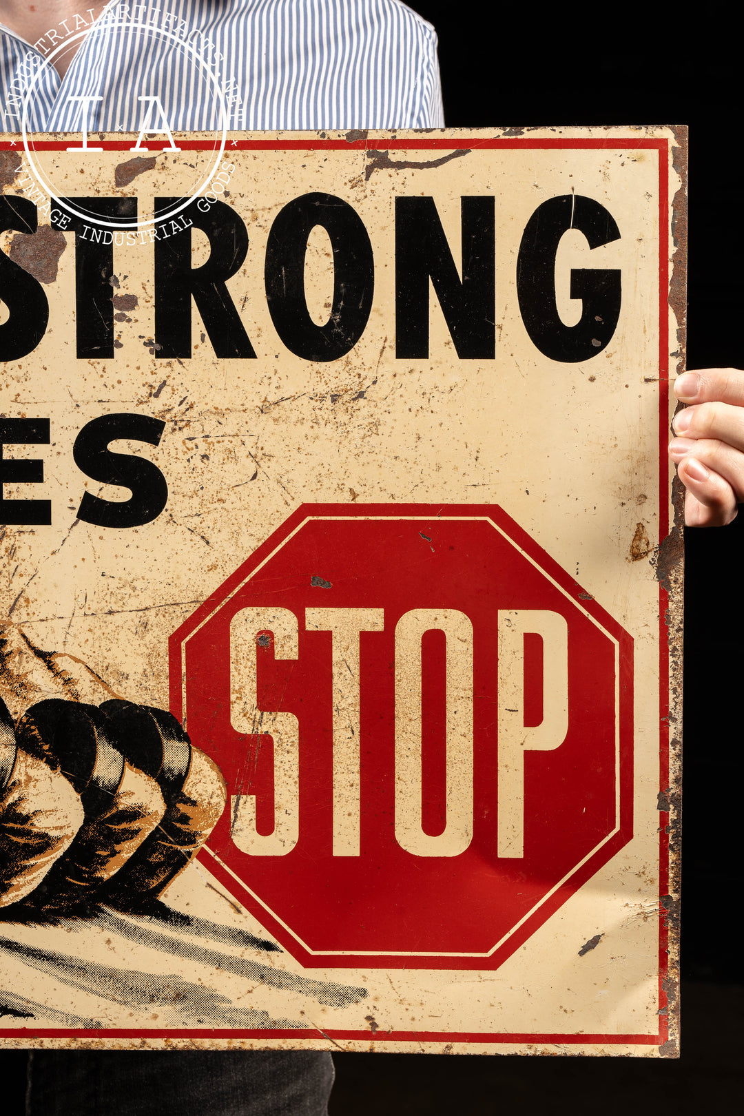 Vintage Armstrong Tires Double-Sided Tin Flange Service Station