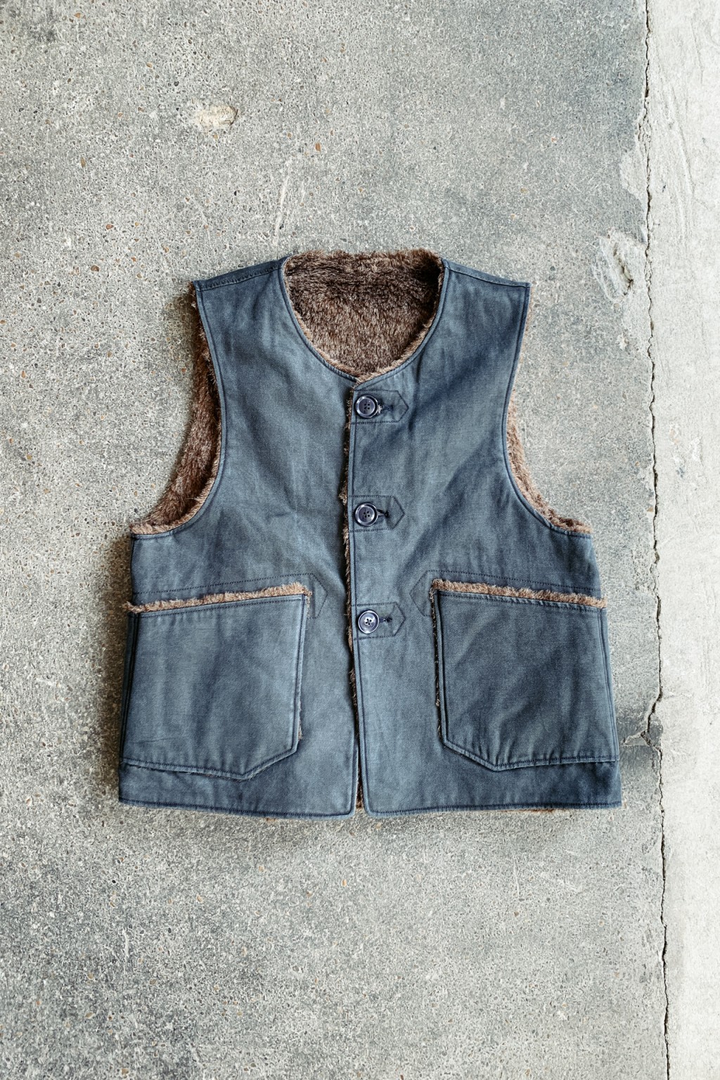 Engineered Garments Over Vest Dark Navy Coated Twill - Made in USA
