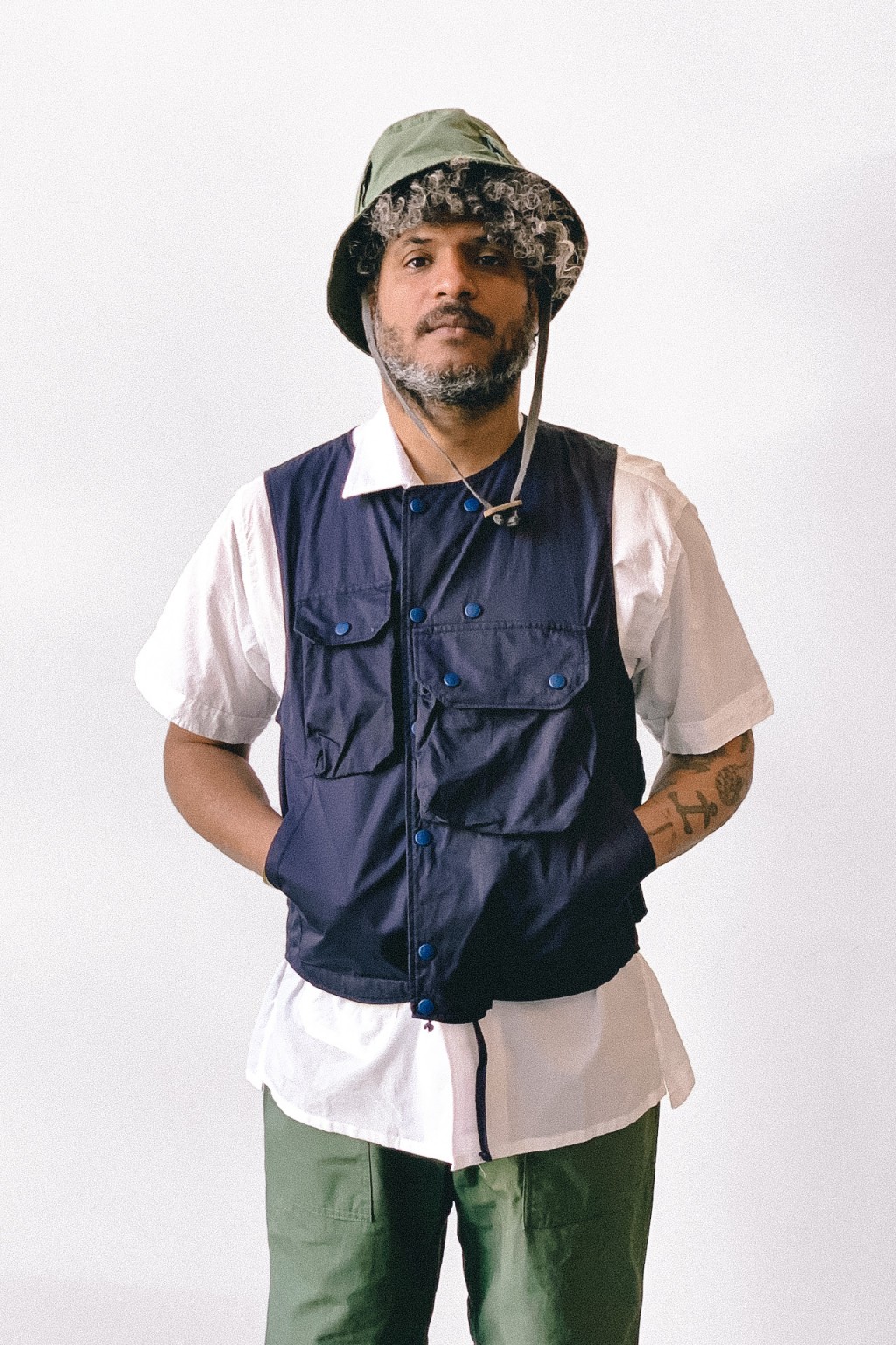 Engineered Garments Cover Vest Dark Navy High Count Twill - Made