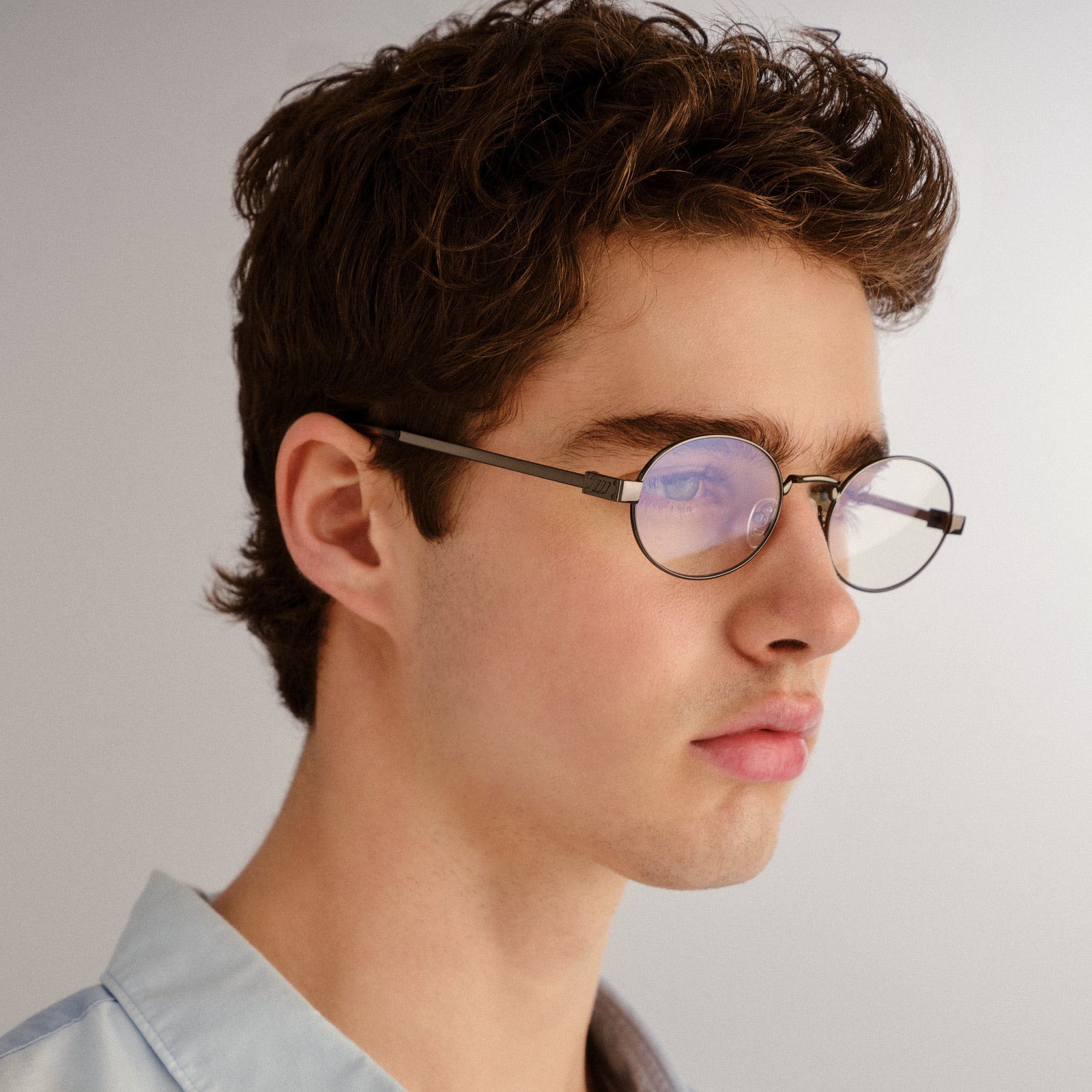 Poseidon Deux Dark Gunmetal Uni-Sex Oval Blue Light | Le Specs