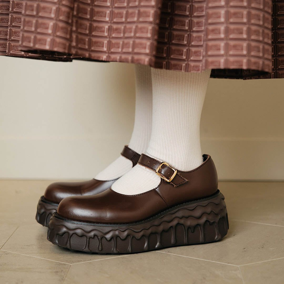 Melting Chocolate Leather Mary Jane (Brown)【Japan Jewelry