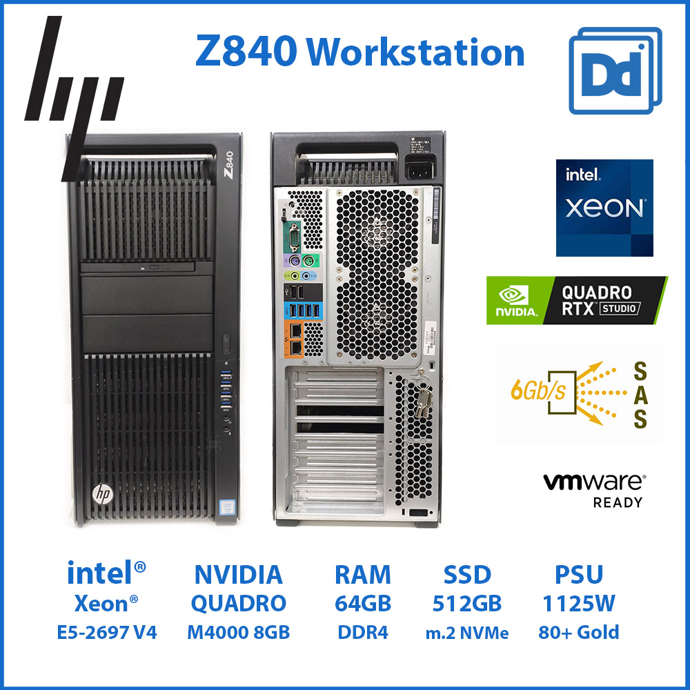 HP Z840 INTEL XEON E5-2697V4 36C / 72T RAM 64GB NVMe 500GB + SAS