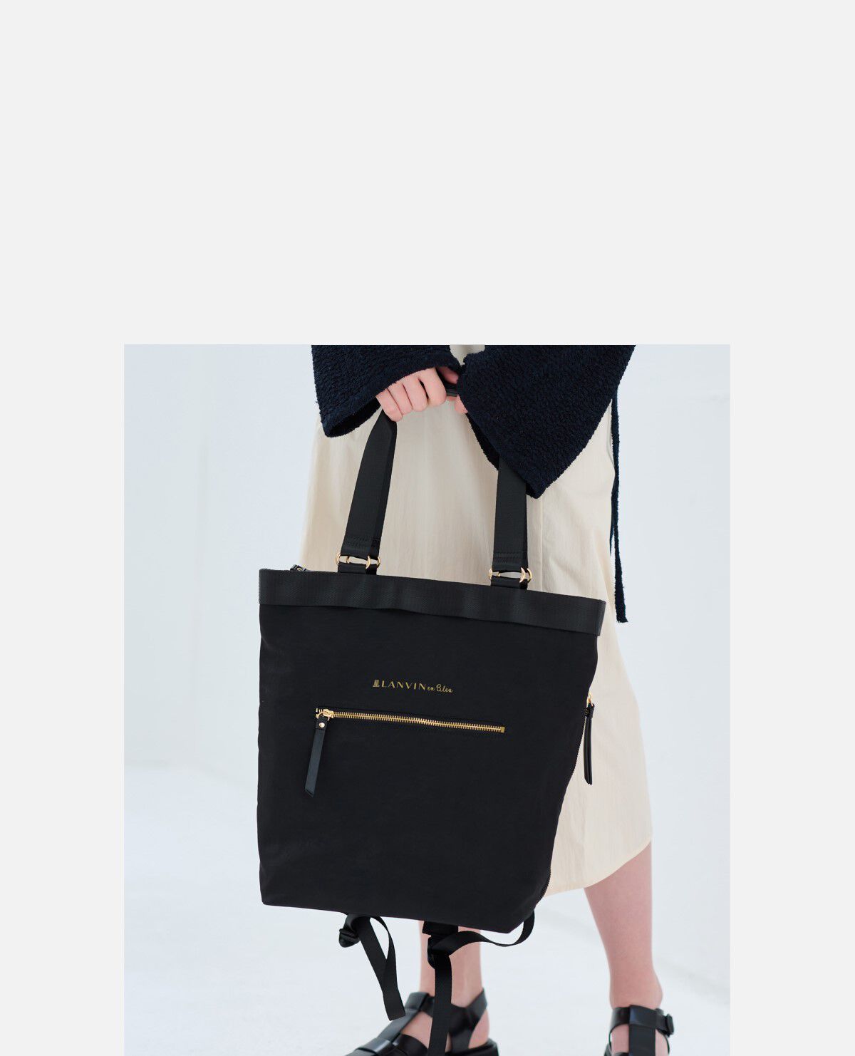 トートバッグ 型 リュック ポリエステル ブラック｜ランバン オン