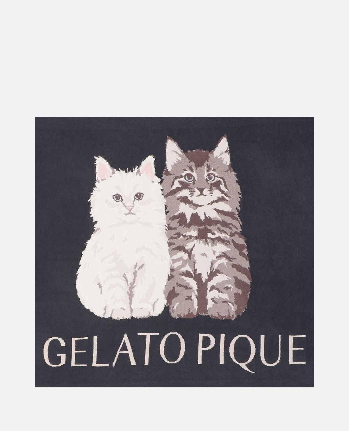 ツインズキャット ジャガード ブランケット ネイビー｜ジェラートピケ