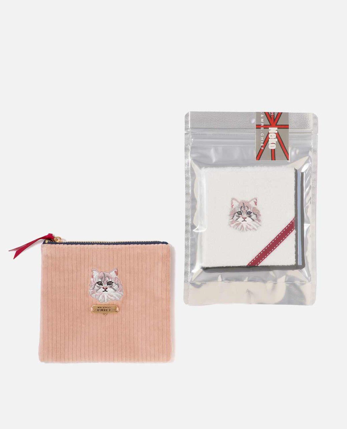 ポーチ ハンカチ セット 猫 ねこ ネコ｜ミスターアンドミセスチーフ