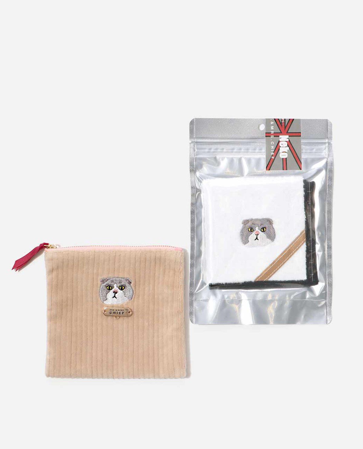 ポーチ ハンカチ セット 猫 ねこ ネコ スコテッシュフォールド