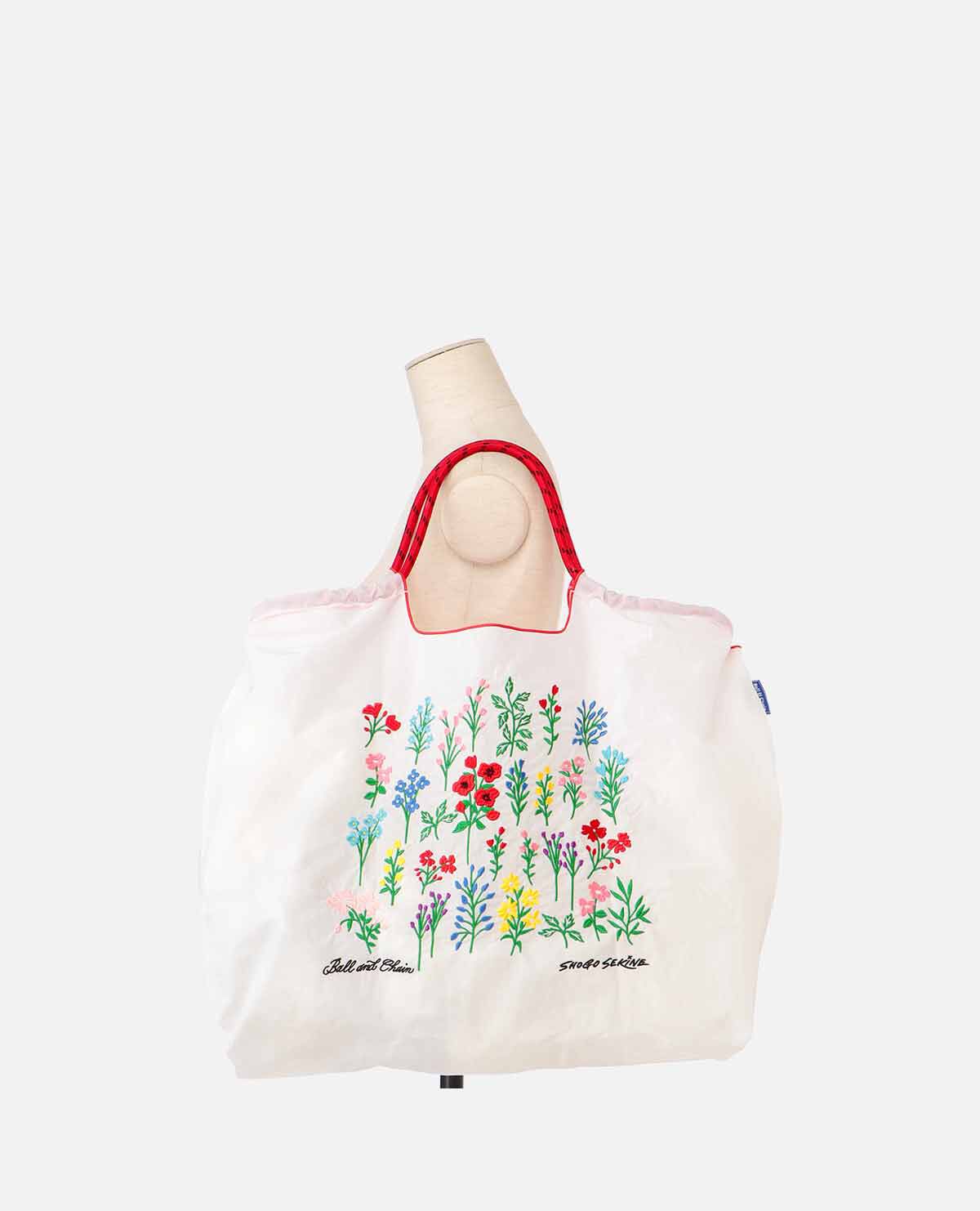 エコバッグ フラワー Lサイズ ホワイト｜ボールアンドチェーン