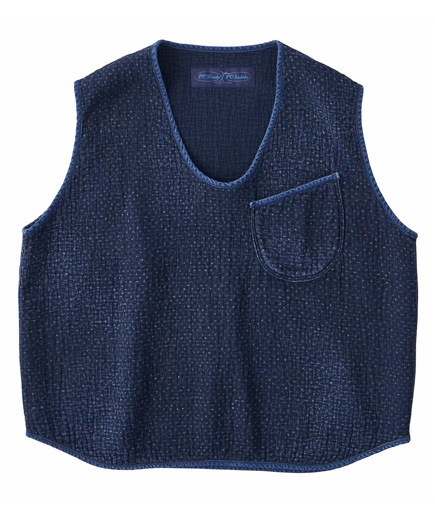 NEW SASHIKO PULLOVER VEST BLUE | PORTER