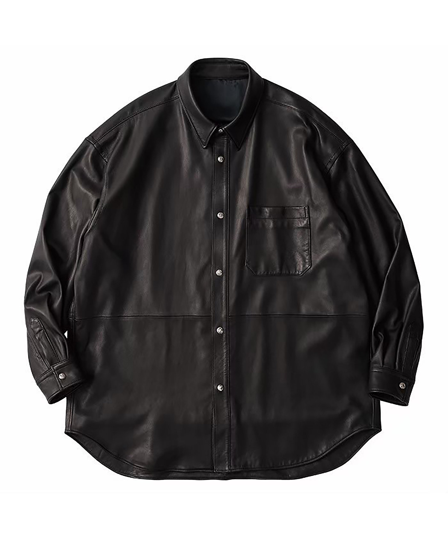 LEATHER SHIRT W／SILVER BUTTONS