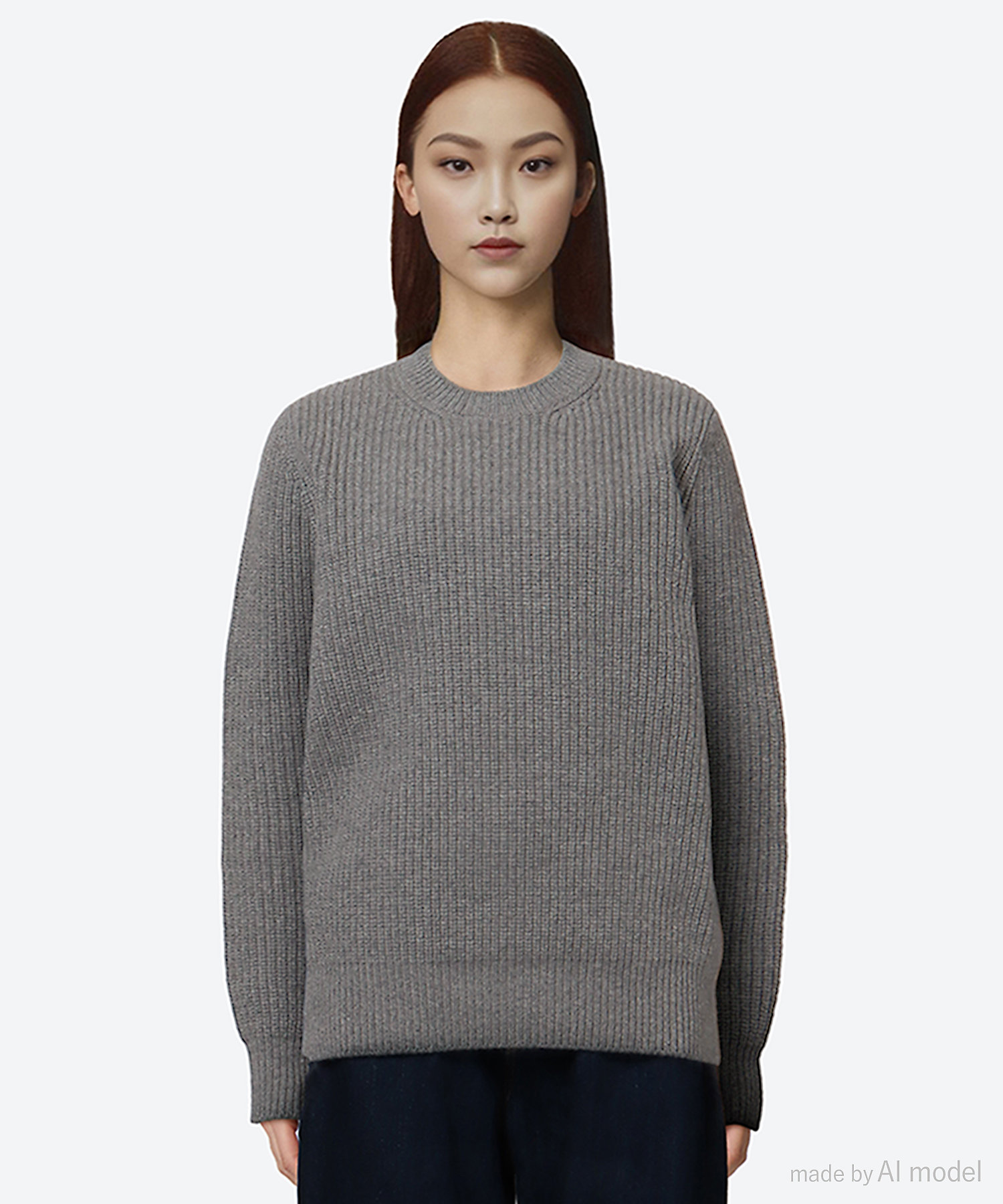 5G片畦編みウール×カシミヤクルーネックセーター | SLOANE (Women