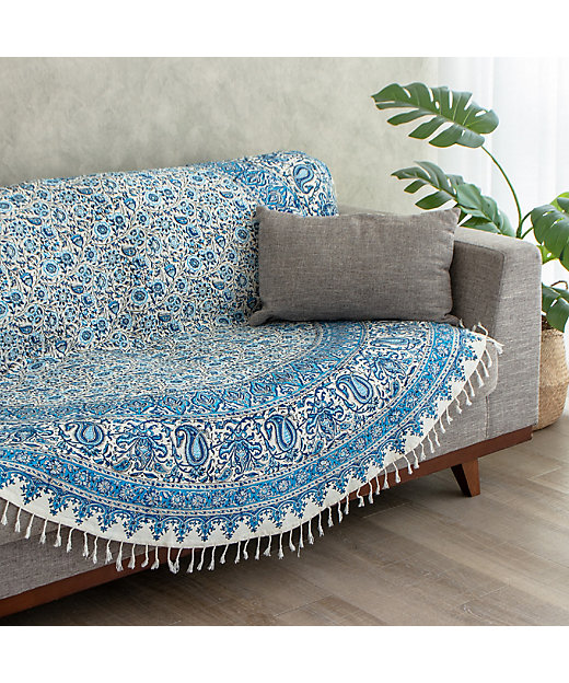 ☆手染めペルシャ更紗（マルチカバー）180cm円形 2 | 三越伊勢丹