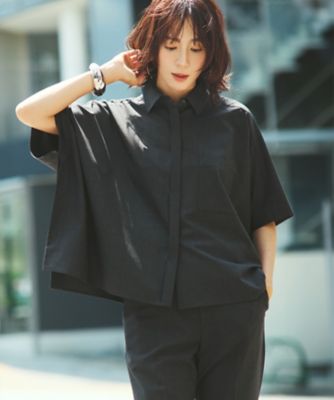 洗える】TWマットクロス ポンチョシルエット シャツ