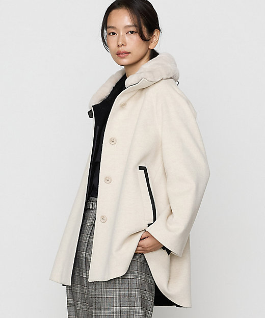 TALLサイズ 〕 アンゴラウール Aラインショートコート