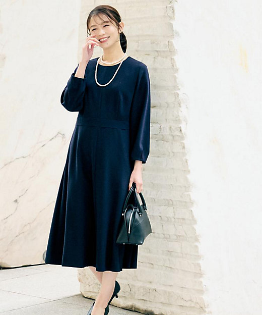 洗える／ストレッチ性／フォーマル】フレアワンピース