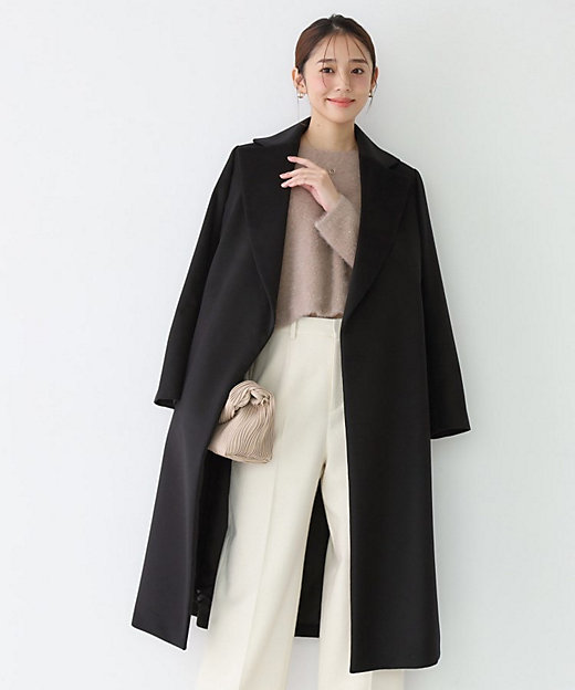 美品 wb ダブルビー カシミヤ100％ロングコート 黒 ブラック 796 大人