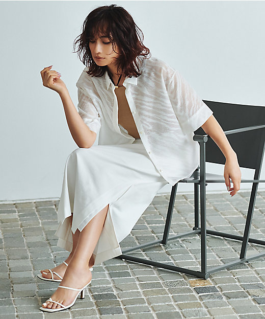 洗える】ゼブラシアーJQ クロップドシャツ（BLCMGM0611