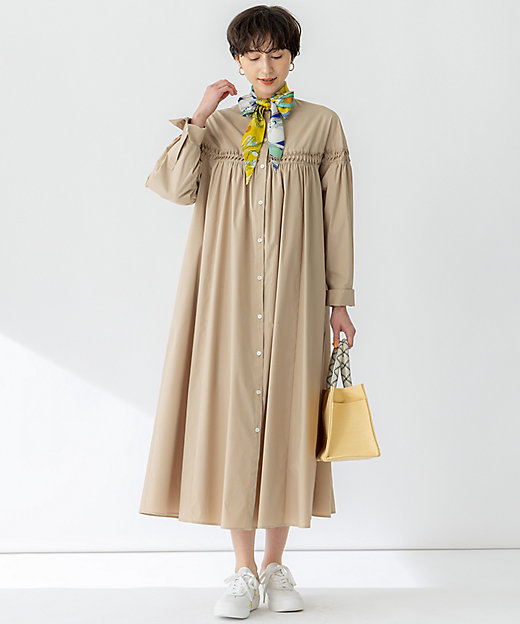 洗える】コンパクトライトクロス ピンタック ワンピース