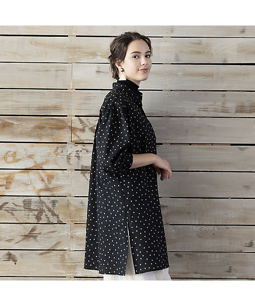 S・Mサイズ】ミラクルウェーブ ドットロングブラウス