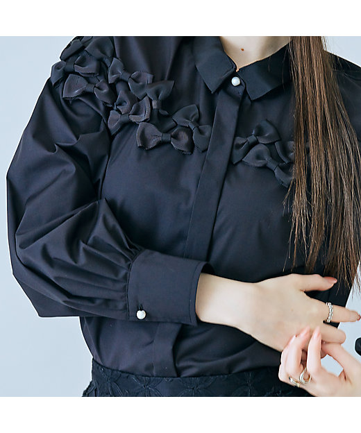 リボン付きシャツブラウス（83032606） | Rose Tiara (Women