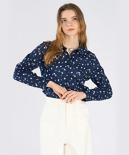 フラワープリント コットン 長袖 ブラウス（6525WA07680