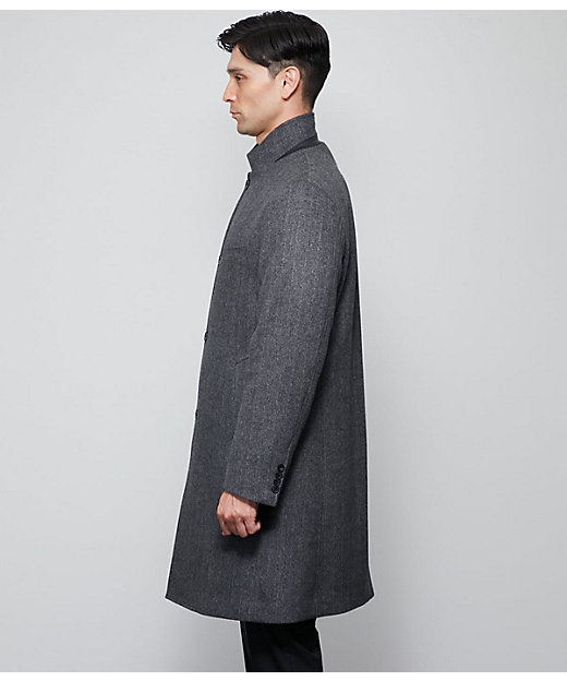 カシミヤ混 ヘリンボーン ビーバー コンバーチブルカラーコート