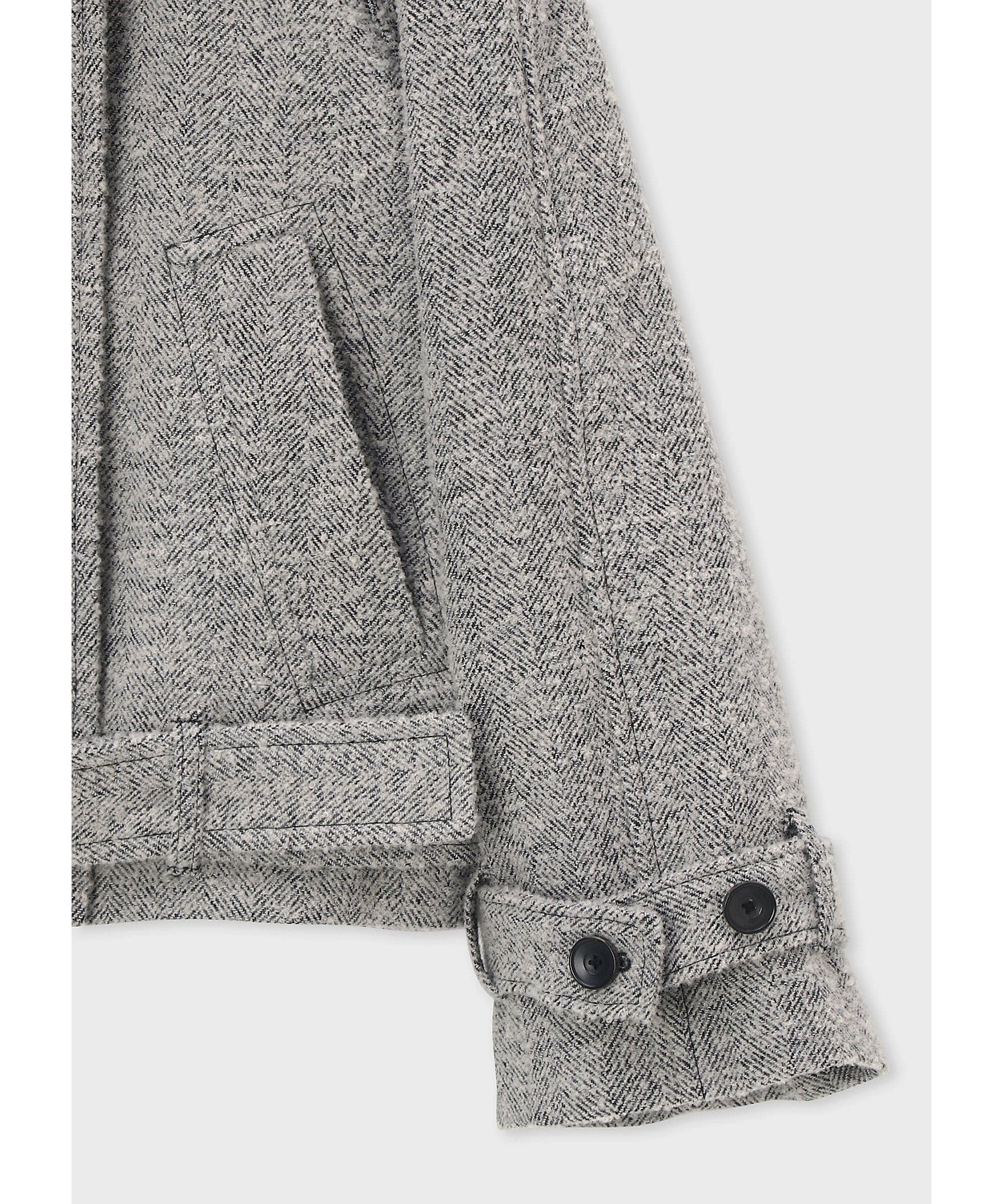 ウィメンズ ヘリンボーン ツイード スタンドカラー ブルゾン