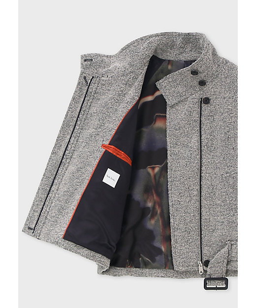 ウィメンズ ヘリンボーン ツイード スタンドカラー ブルゾン