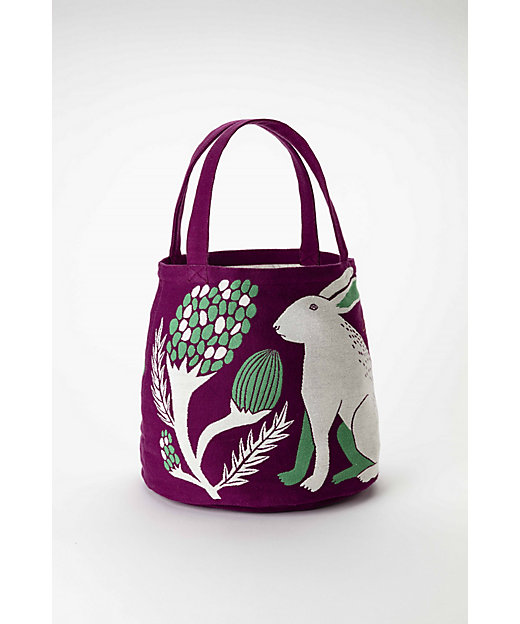 トートバッグ『平原の花のウサギたち』ウサギ／パープル | morita MiW